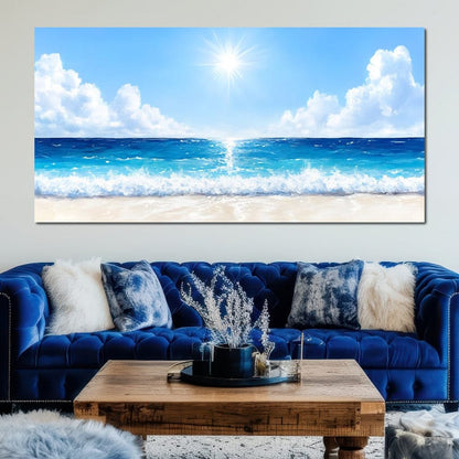 Endless Horizon Sunlit Beach Canvas Wall Art