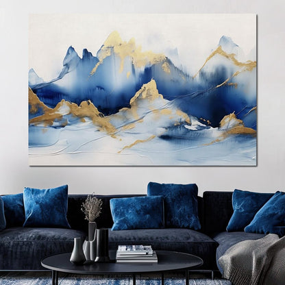 Golden Sapphire Alpine Peaks Canvas Wall Art