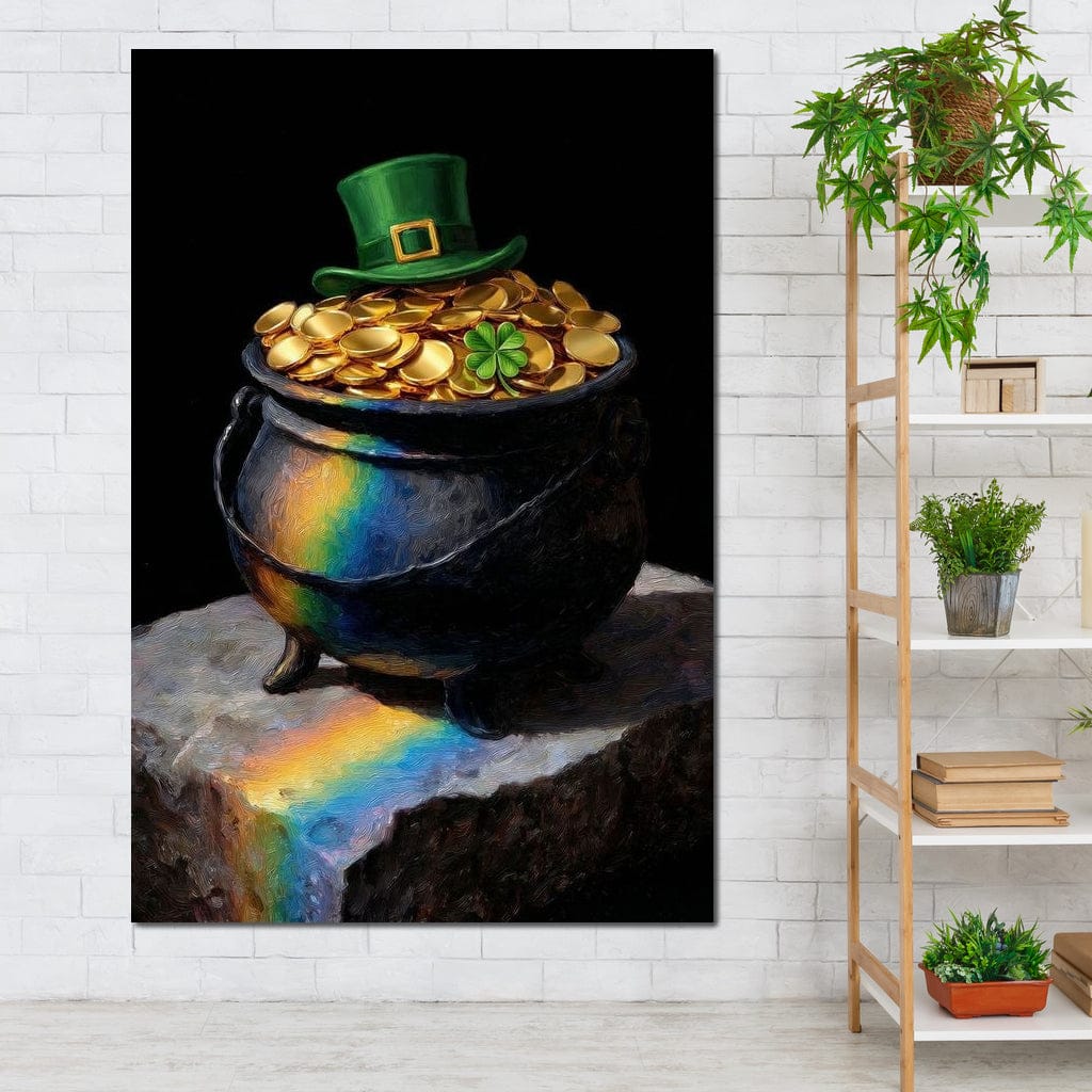 Leprechaun Gold Pot Luck Canvas Wall Art