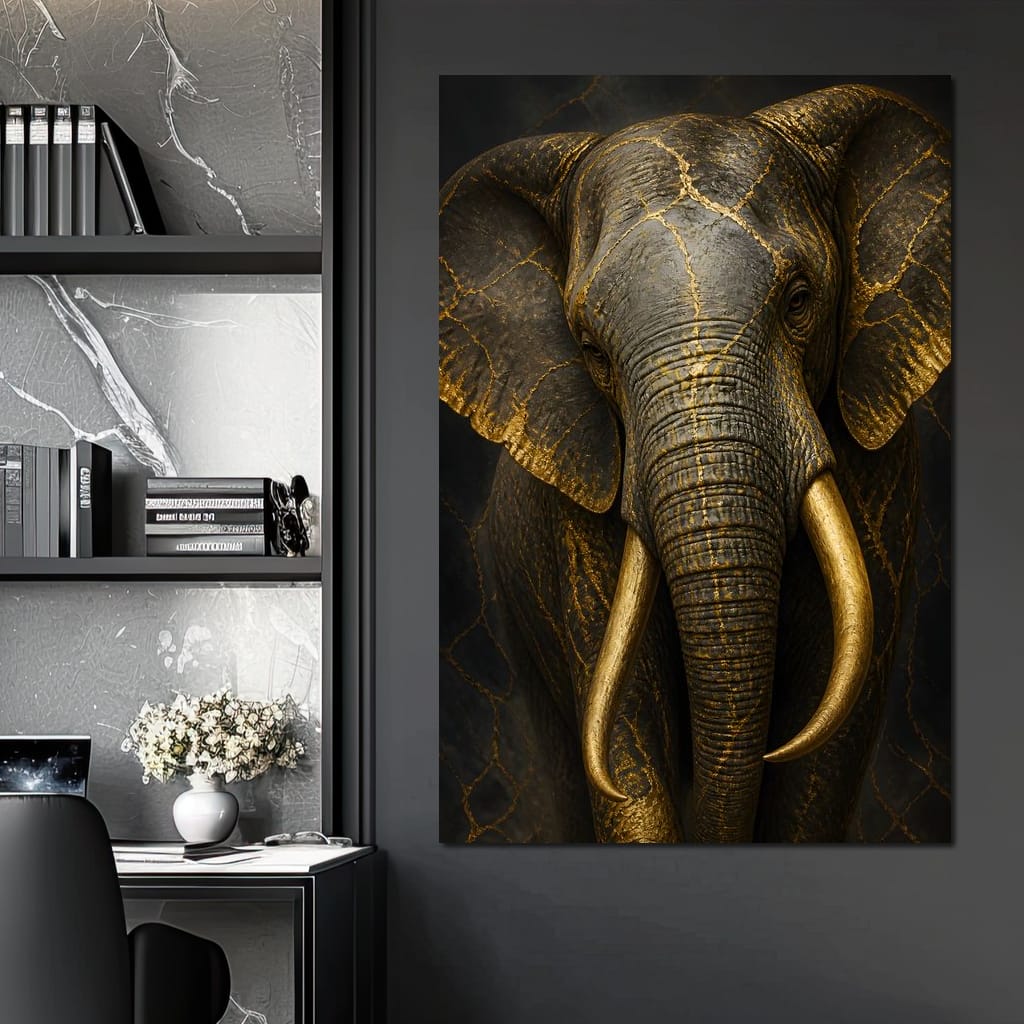 Elephant Gilded Wisdom Canvas Wall Art