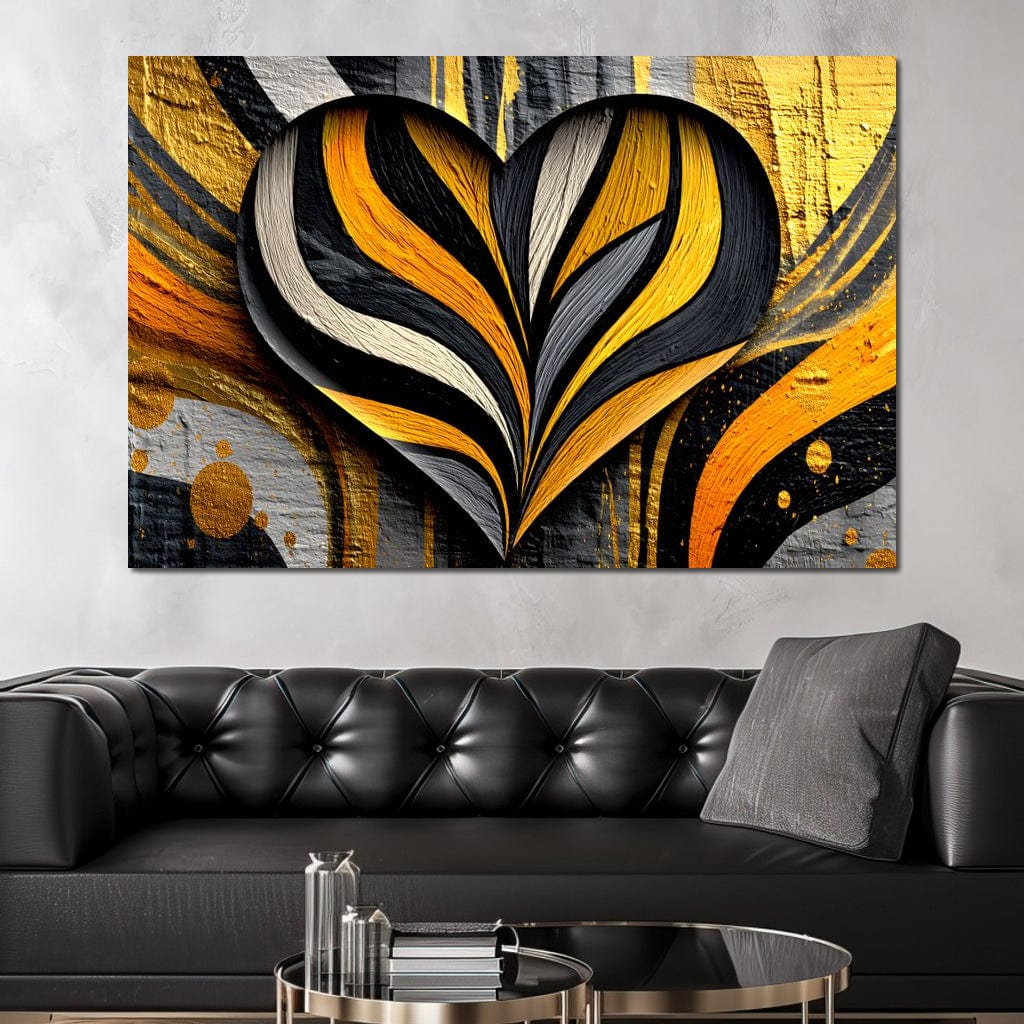 Golden Heartbeat Essence Canvas Wall Art