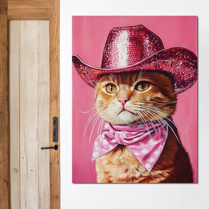 Pink Rodeo Cat Swagger Canvas Wall Art