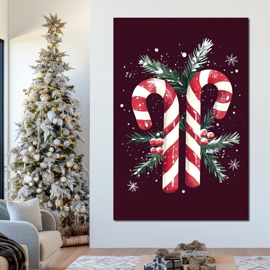 Candy Cane Christmas Treat Canvas Wall Art