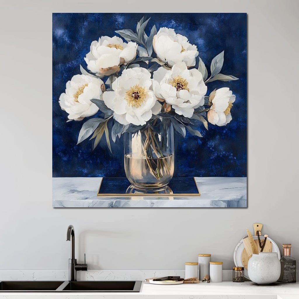 Peony Elegance Midnight Blooms Canvas Wall Art
