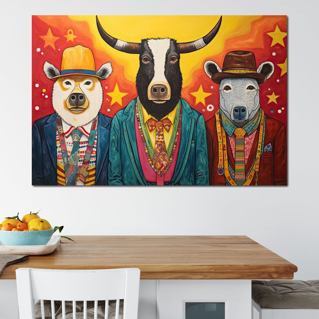 Dapper Wild Trio of Animals Canvas Wall Art