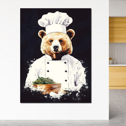 Chef Bear Culinary Delight Canvas Wall Art