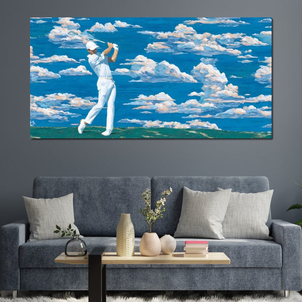 Swinging Through Dream Clouds Canvas Wall Art