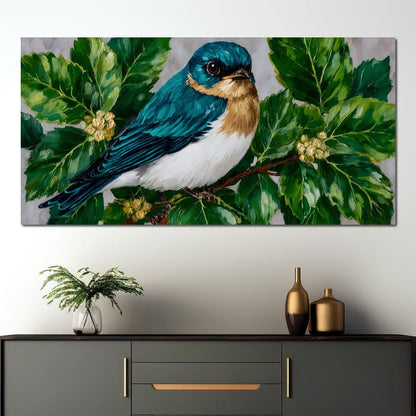 Emerald Wings Nature's Bird Canvas Wall Art