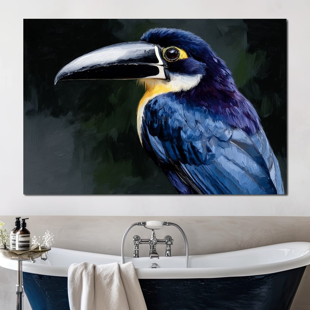 Electric Blue Toucan Portrait Canvas Wall Art