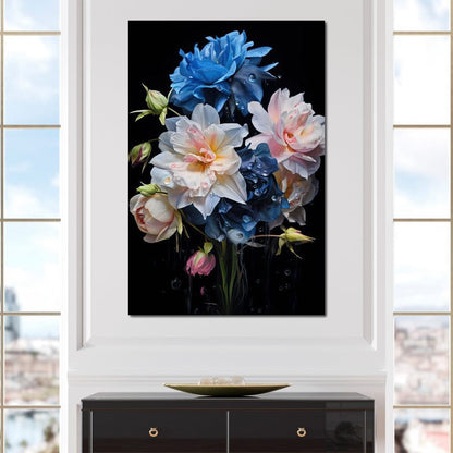 Midnight Flower Symphony Canvas Wall Art