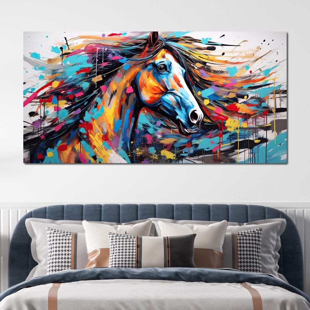 Vibrant Equine Mosaic Canvas Wall Art