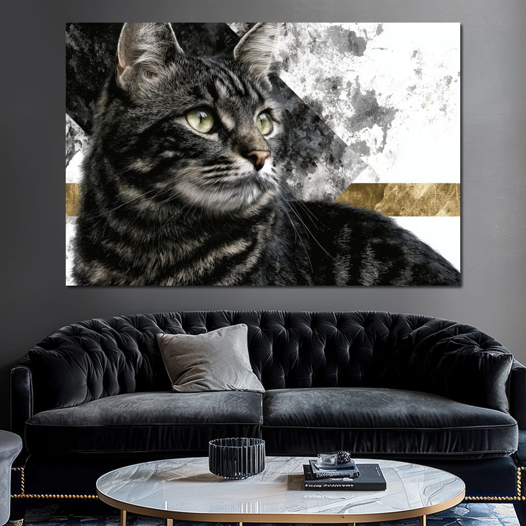 Golden Band Tabby Cat Portrait Canvas Wall Art