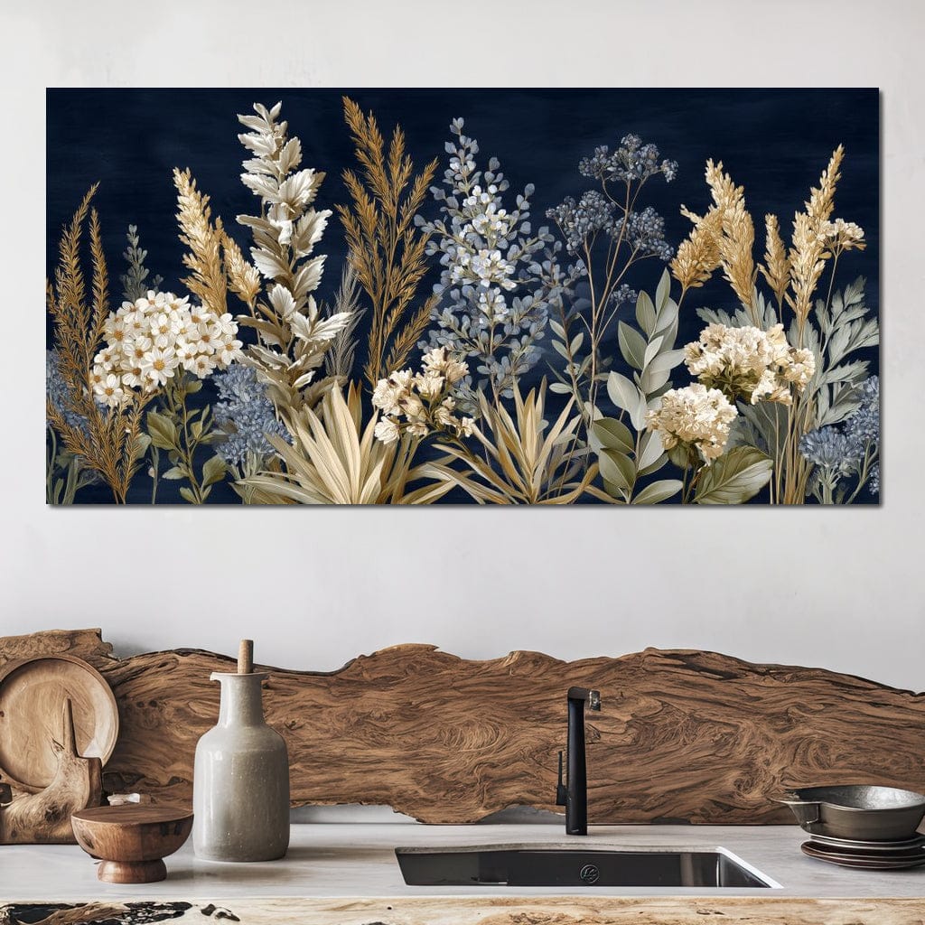 Midnight Botanical Bouquet Canvas Wall Art