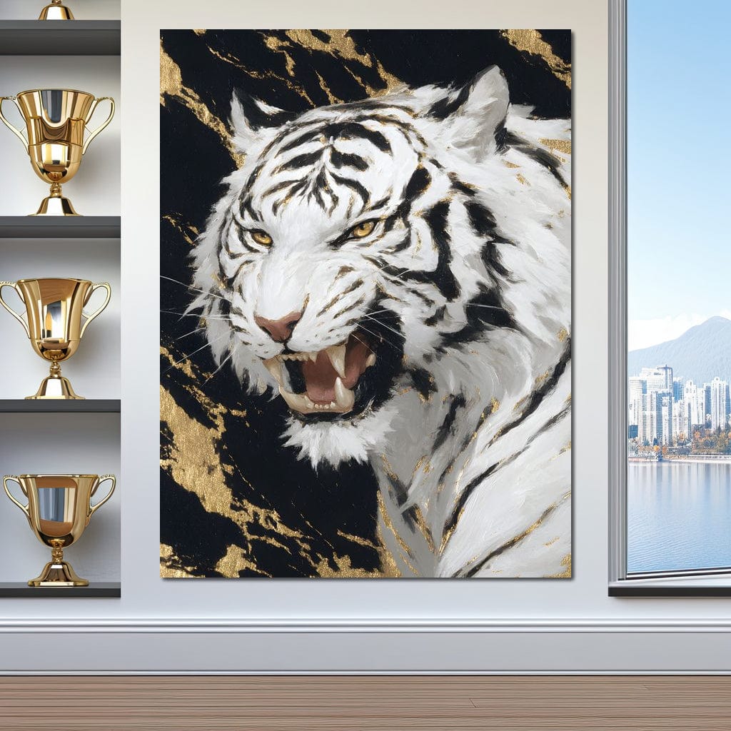 Fierce Aura Golden Roar Canvas Wall Art