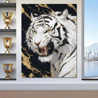 Fierce Aura Golden Roar Canvas Wall Art