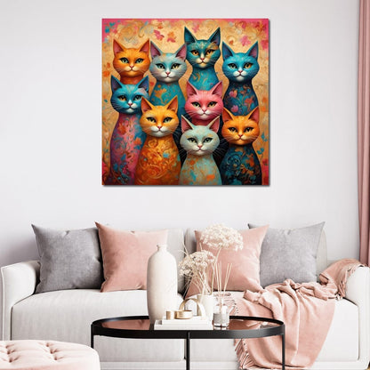 Cat Kaleidoscope Canvas Wall Art