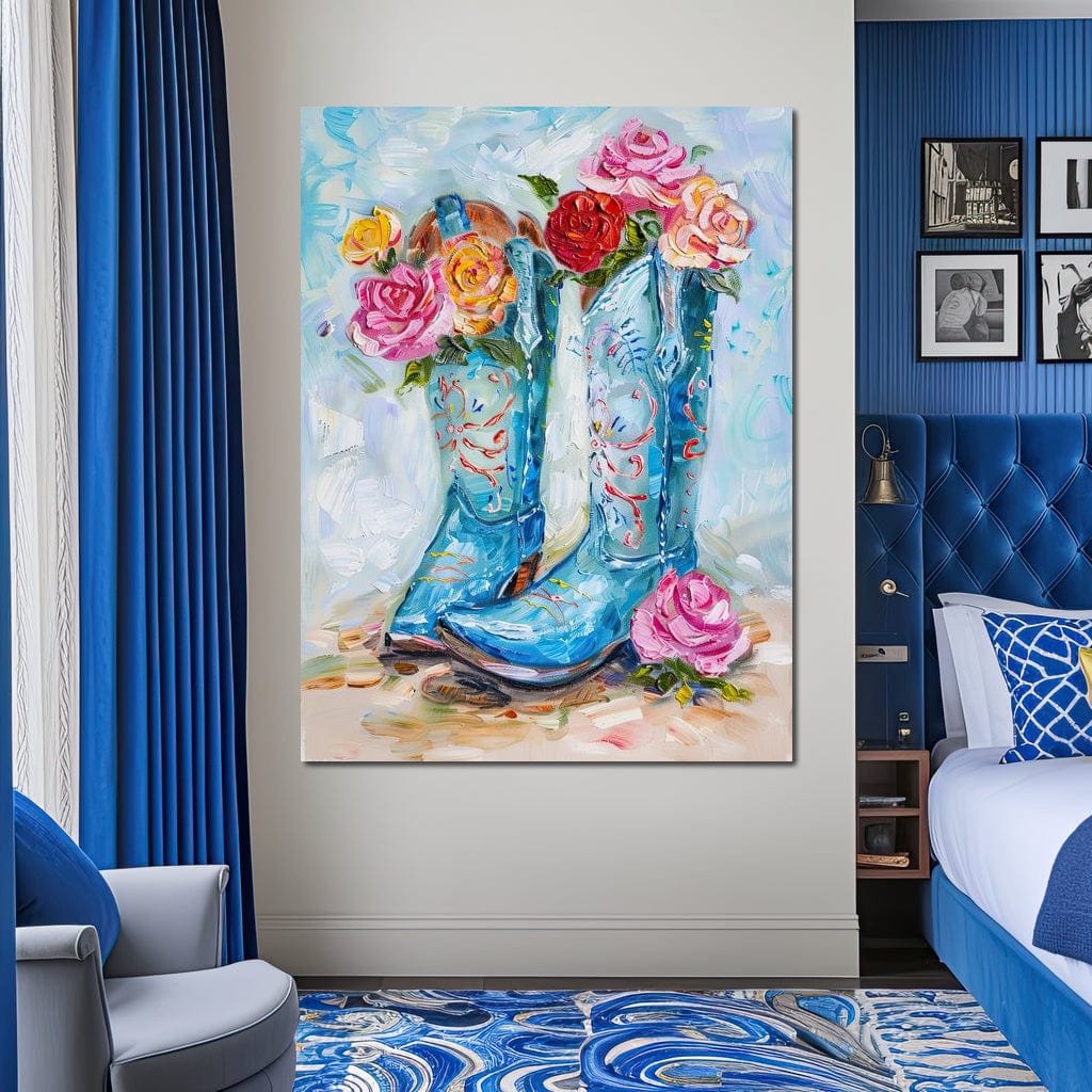 Floral Cowboy's Melodic Saga Canvas Wall Art