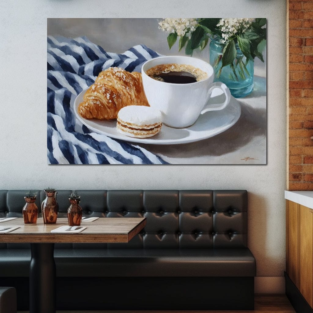 Morning Coffee Pastry & Macaron Canvas Wall Art