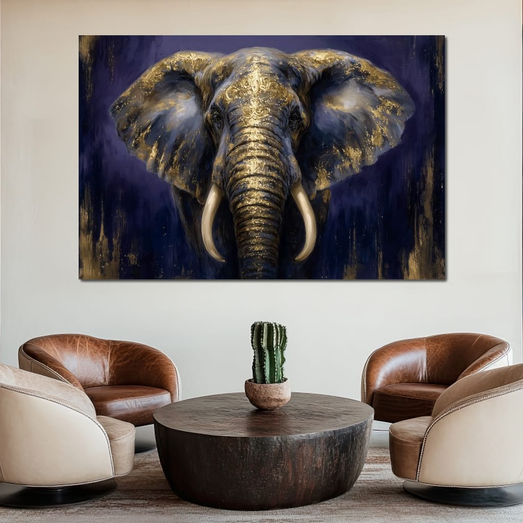 Regal Gold Elephant Majesty Canvas Wall Art