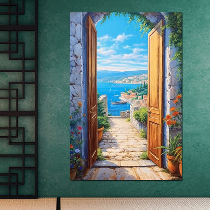 Open Door to the Sea Canvas Wall Art