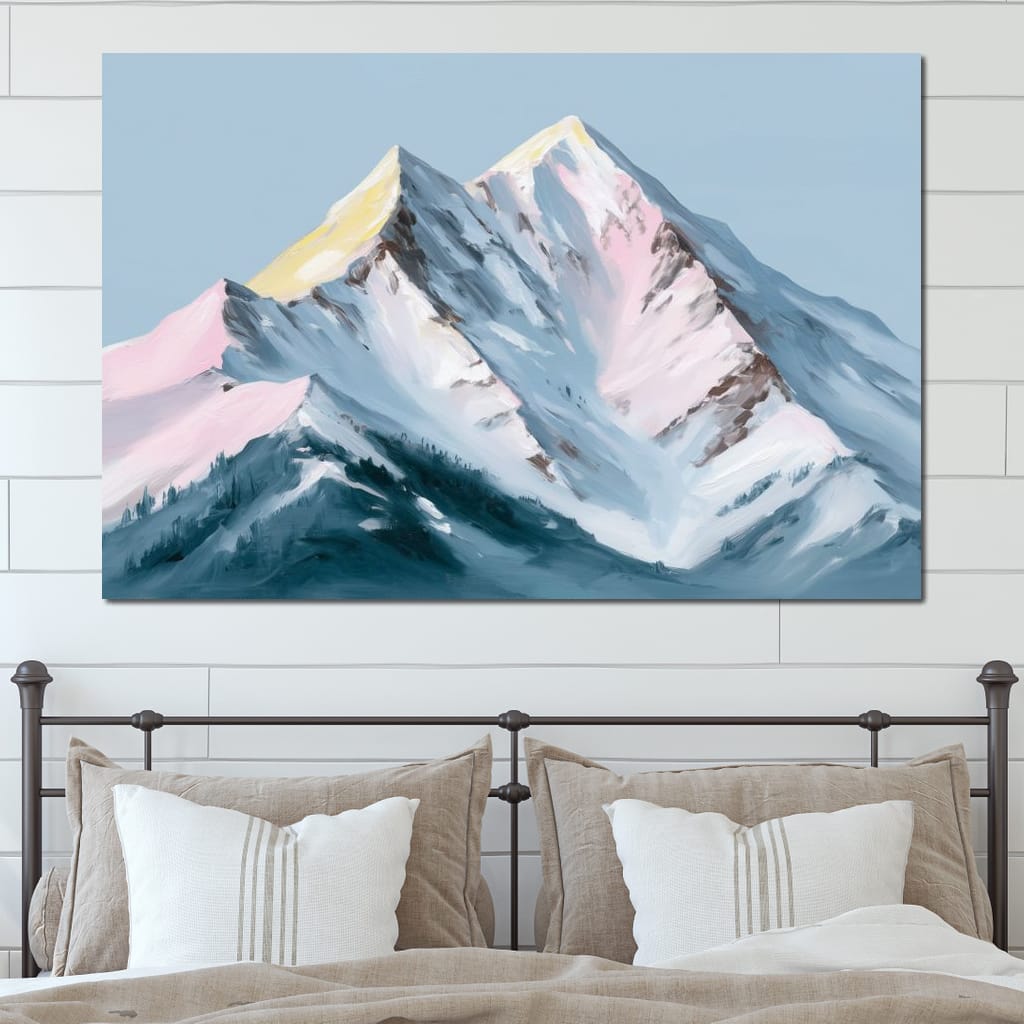 Pastel Alpine Summit Glow Canvas Wall Art