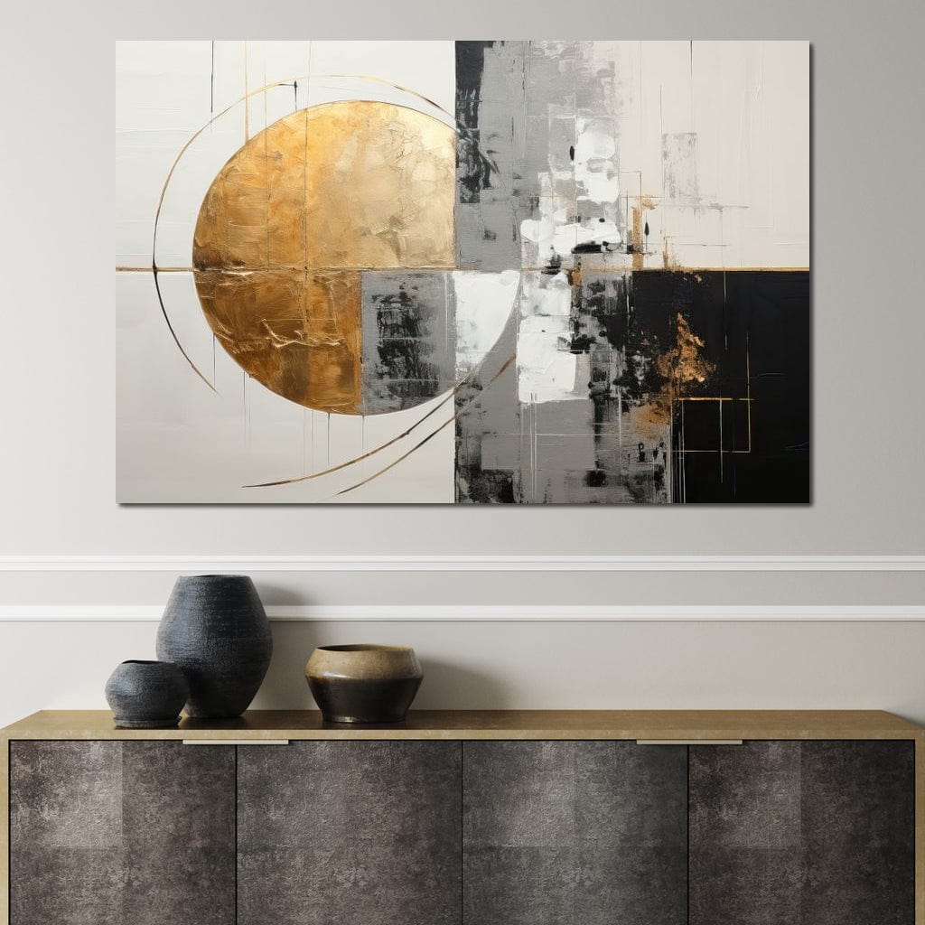 Golden Geometric Serenity Canvas Wall Art