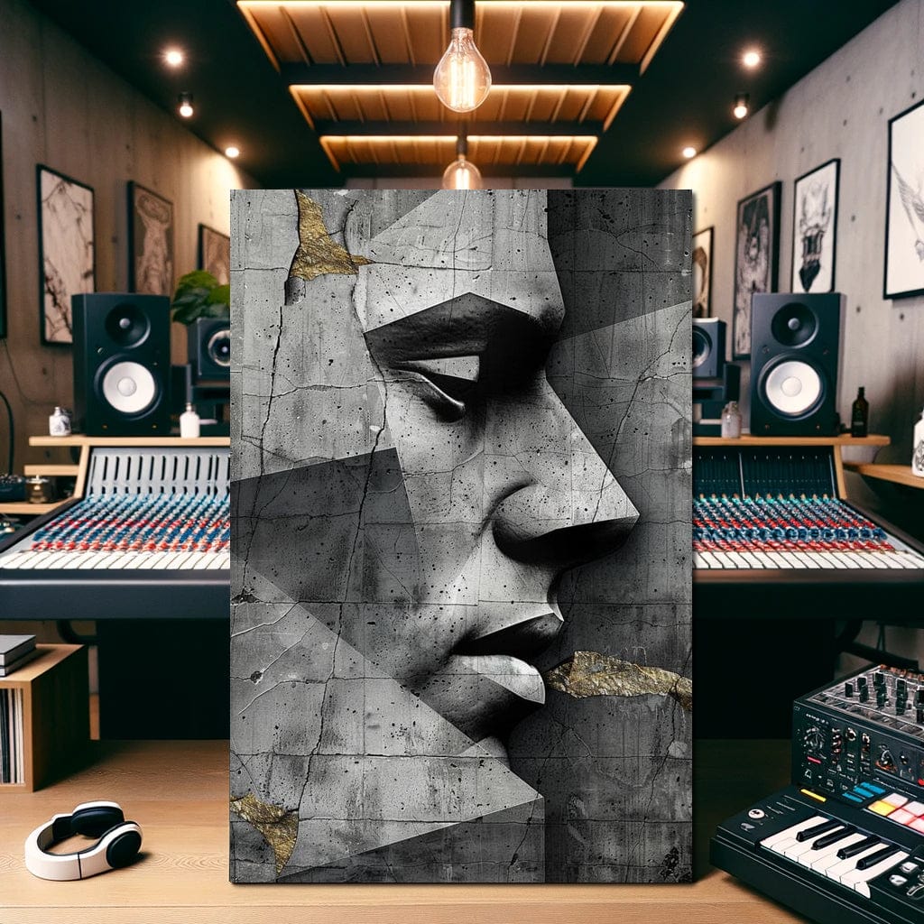 Monochrome Geometric Visage Canvas Wall Art