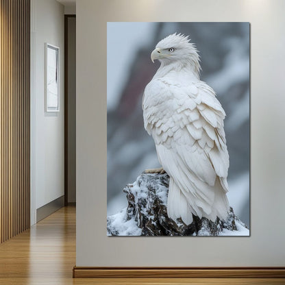 Majestic Winter Hawk Sentinel Canvas Wall Art