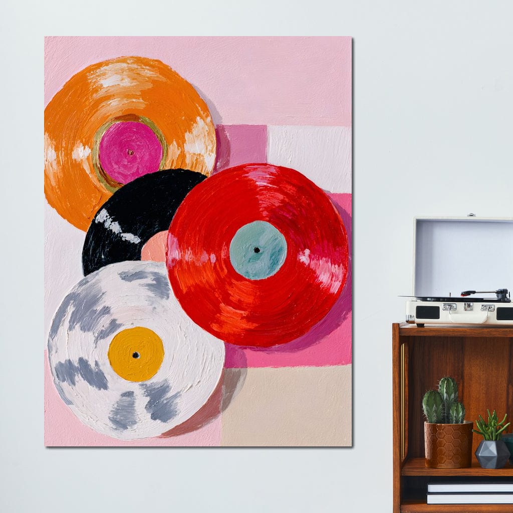 Retro Vinyl Color Spin Dance Canvas Wall Art