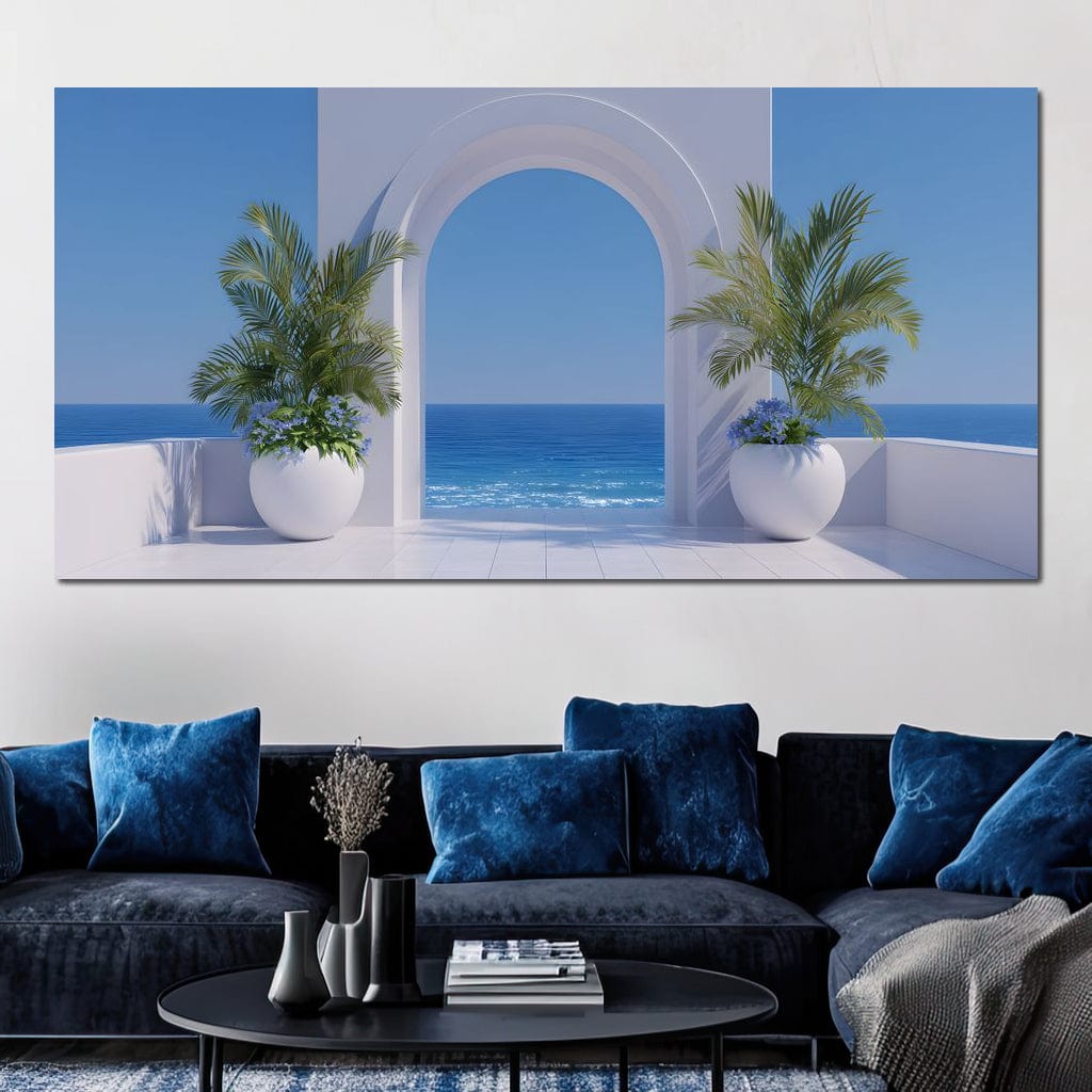Sunlit Coastal Archway Escape Canvas Wall Art