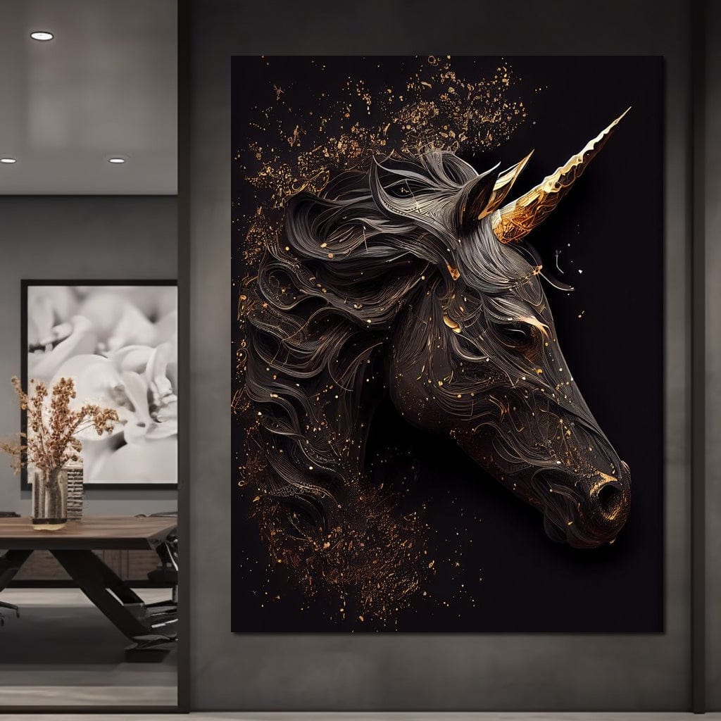 Black Unicorn Canvas Wall Art
