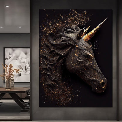Black Unicorn Canvas Wall Art