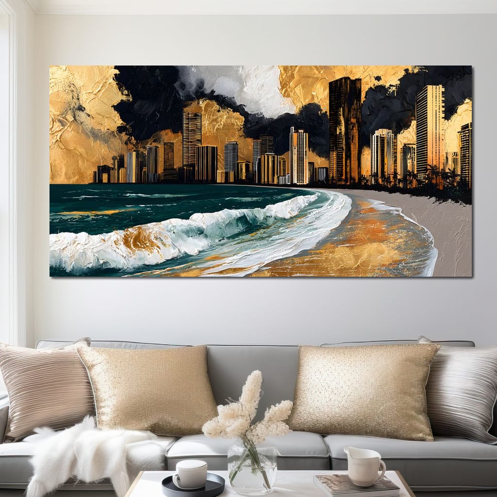 Gilded Towers Beyond The Tides Canvas Wall Art