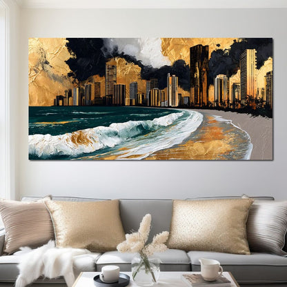 Gilded Towers Beyond The Tides Canvas Wall Art