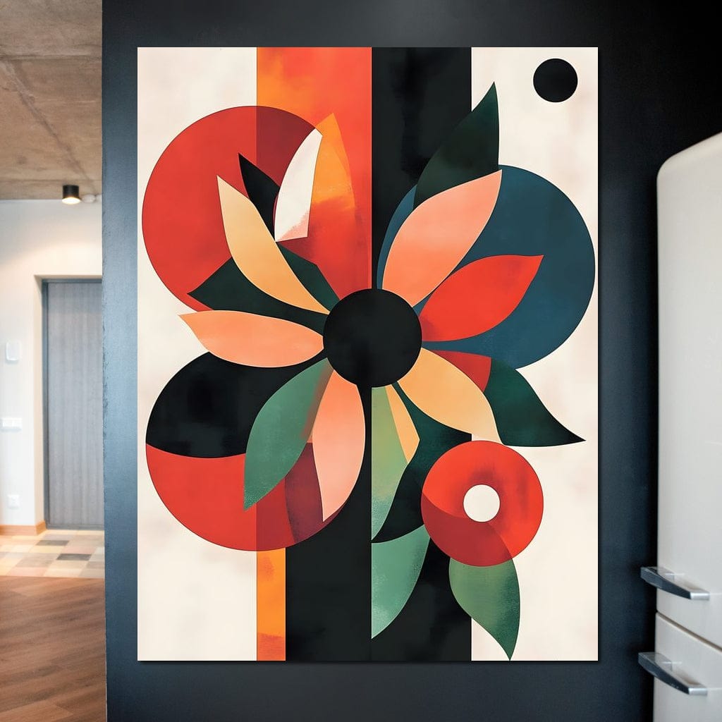 Abstract Floral Geometric Burst Canvas Wall Art