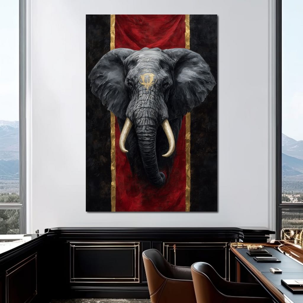 Golden Sigil Elephant King Canvas Wall Art