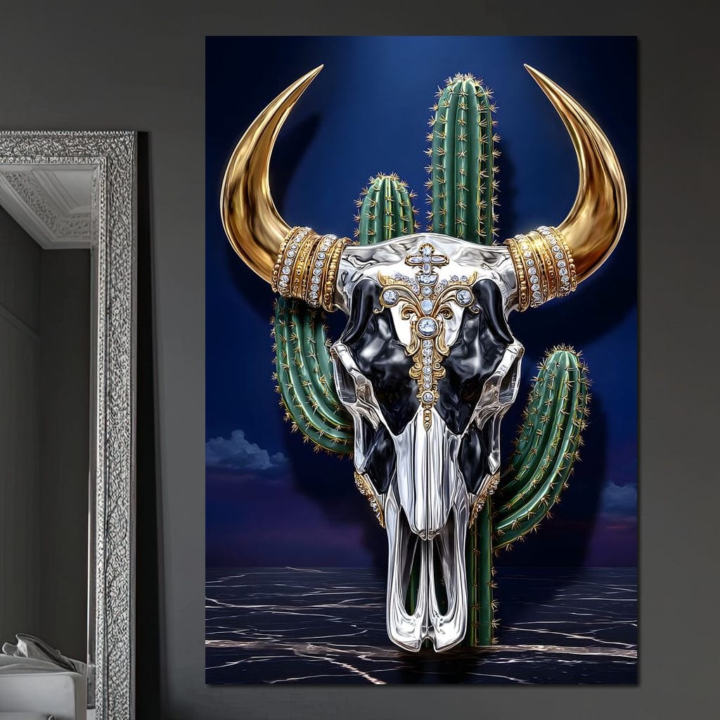 Golden Bull Skull Desert Luxe Canvas Wall Art