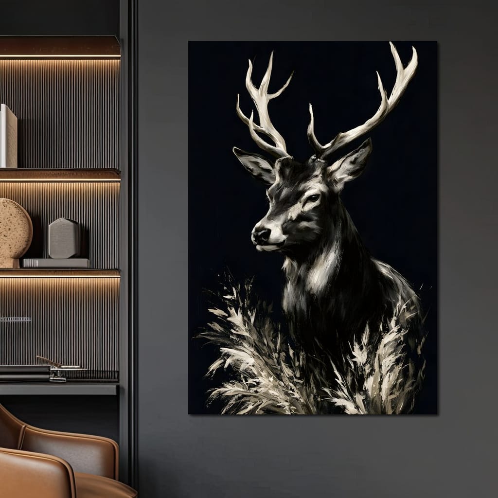 Silent Guardian of the Winter Grass Canvas Wall Art