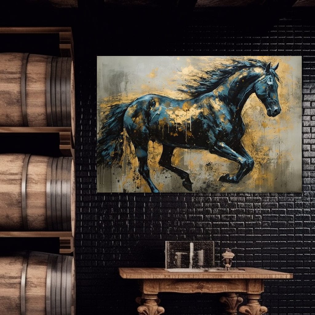 Gilded Stallion Canvas Wall Art