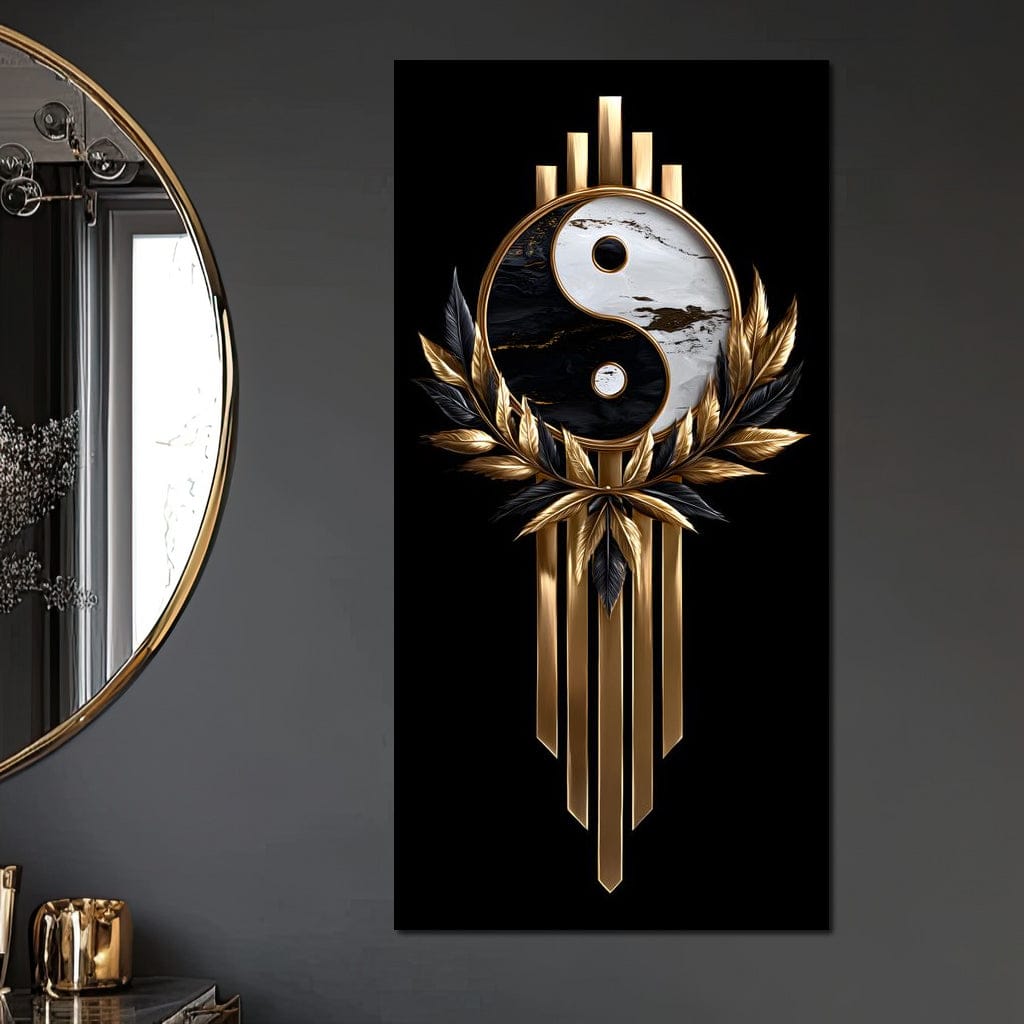 Golden Yin Yang Marble Elegance Canvas Wall Art