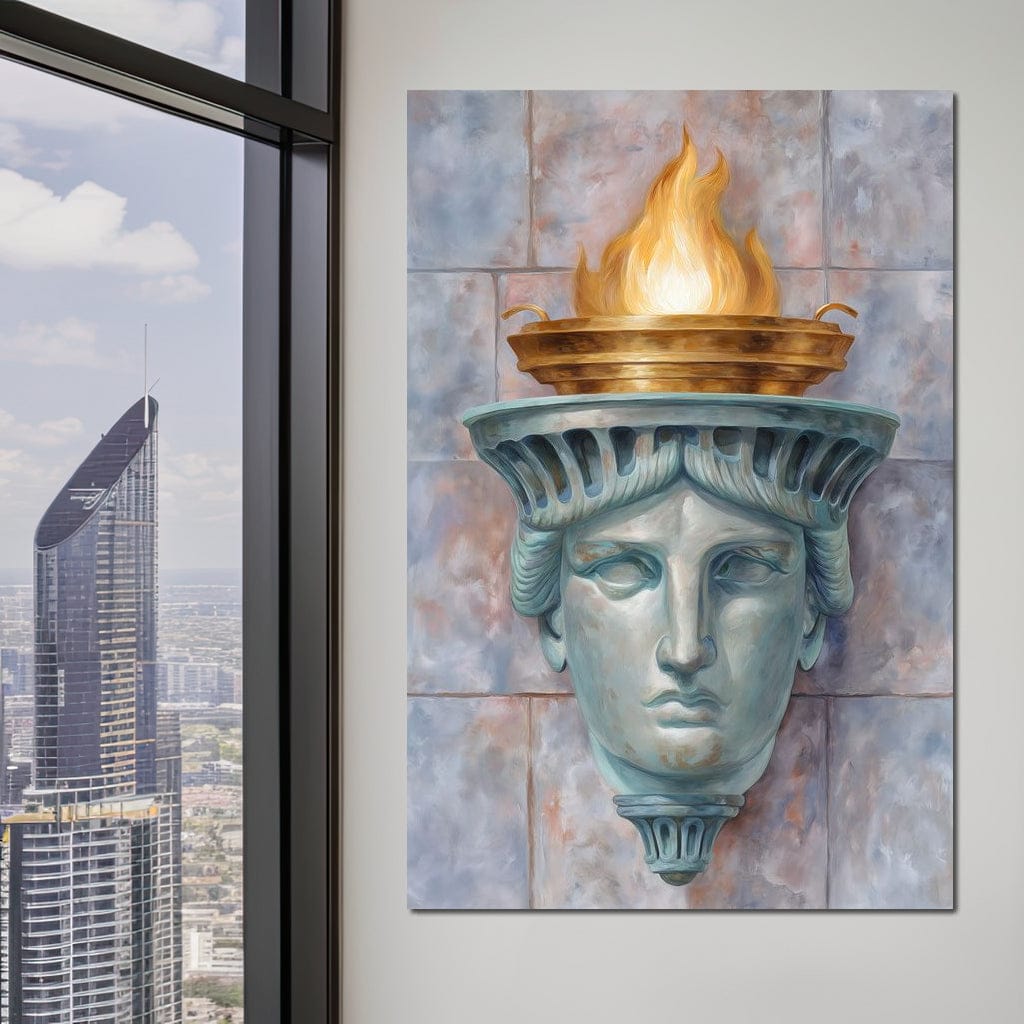 Liberty Torch Flame Portrait Canvas Wall Art