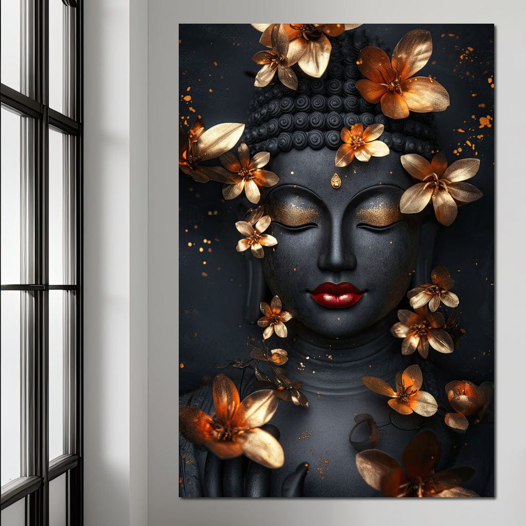 Radiant Floral Buddha Tranquility Canvas Wall Art