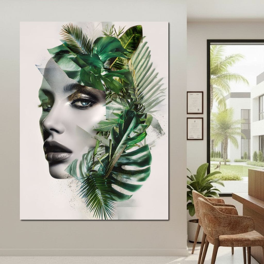 Botanical Muse Fusion Portrait Canvas Wall Art