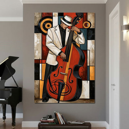 Cool Jazz Rhythm And The Upright Bass Canvas Wall Art