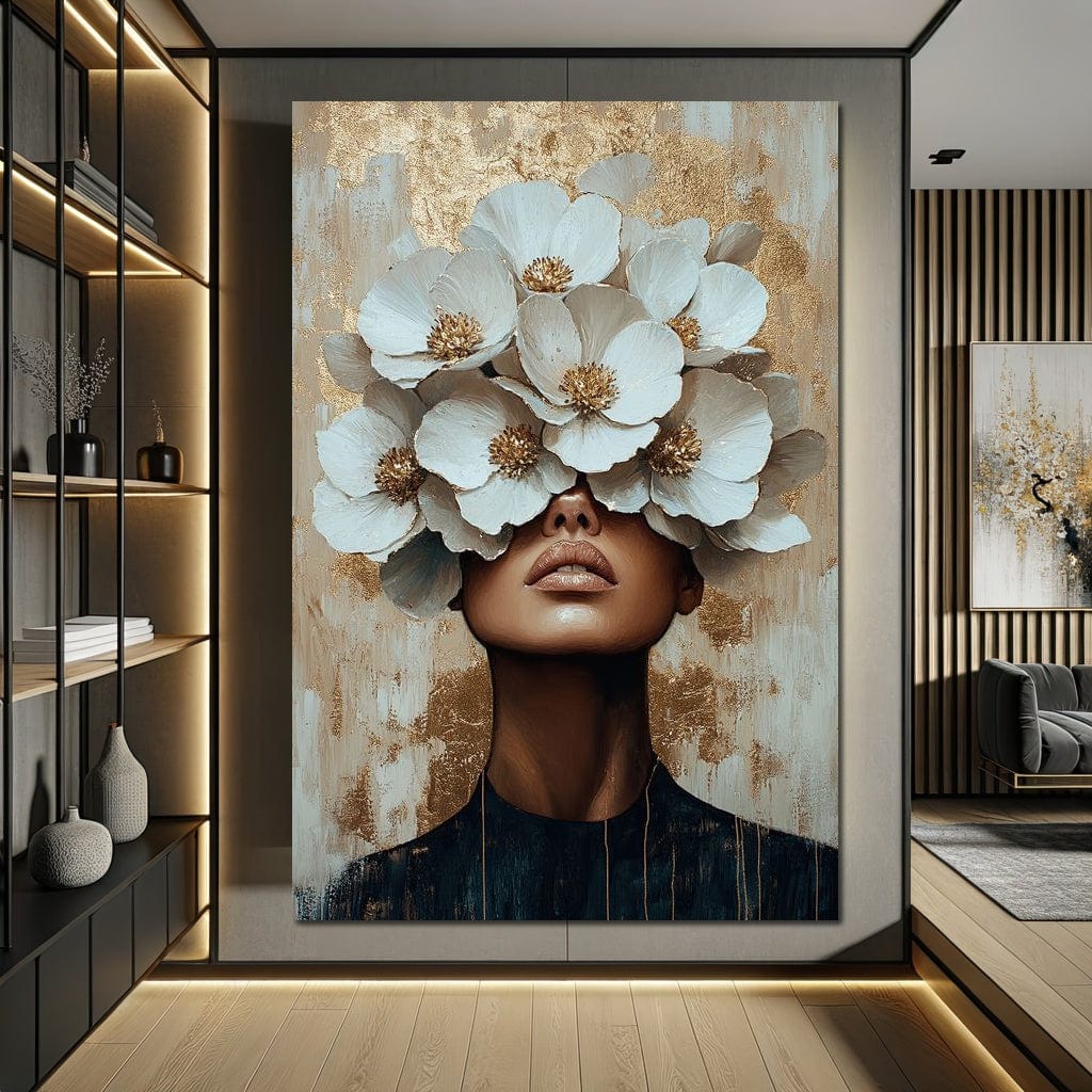 Golden Blossoms Enchantment Canvas Wall Art