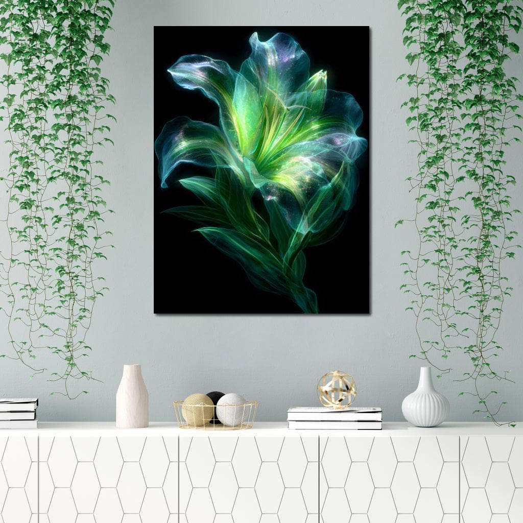 Radiant Emerald Flora Pulse Canvas Wall Art