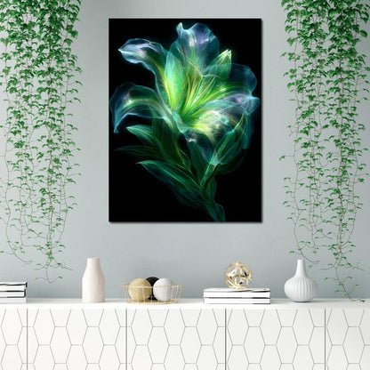 Radiant Emerald Flora Pulse Canvas Wall Art