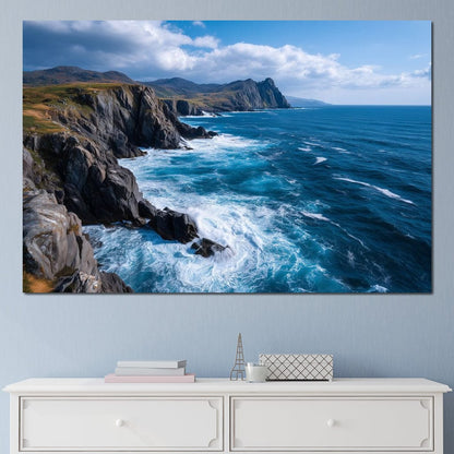 Wild Atlantic Cliff Horizon Canvas Wall Art