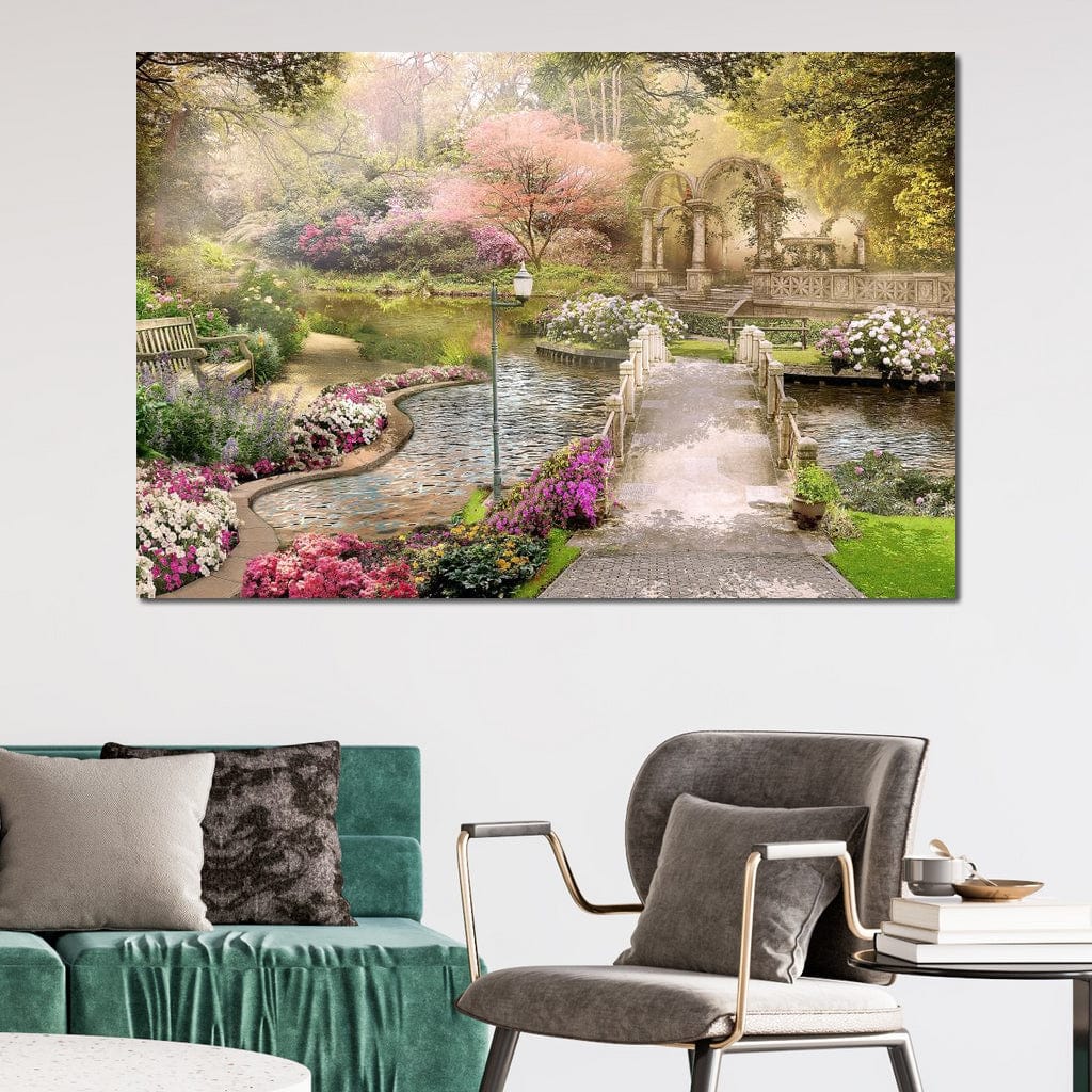 Pond Bridge Canvas Wall Art