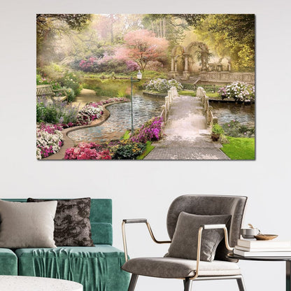 Pond Bridge Canvas Wall Art